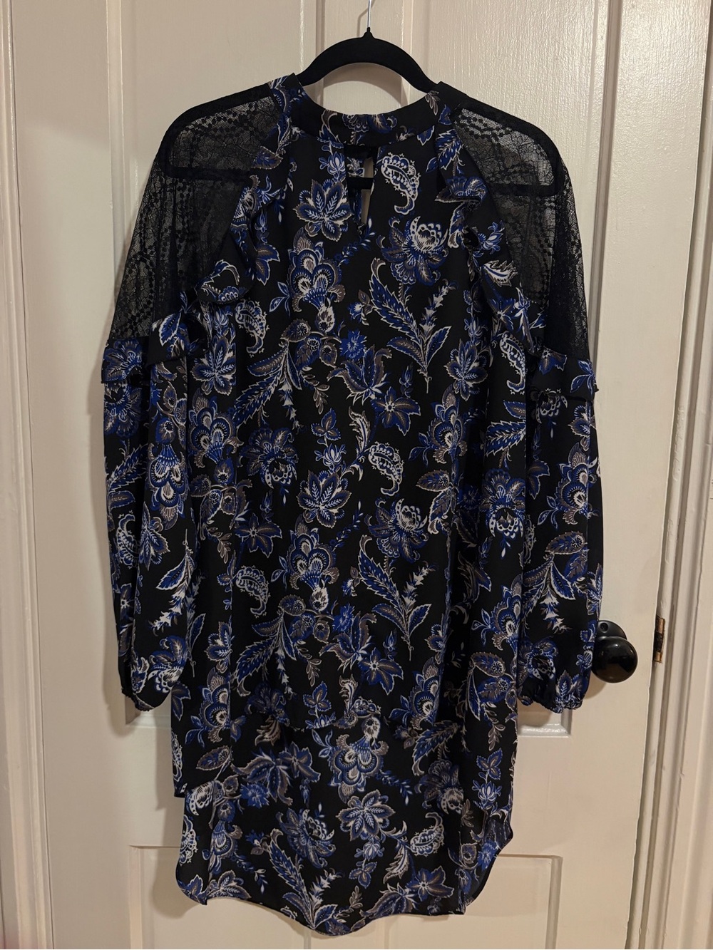 Cato Navy Floral High Low Blouse